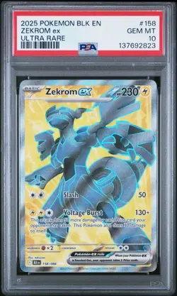 2025 POKEMON BLK EN-BLACK BOLT ULTRA RARE #158 ZEKROM EX PSA 10 - Image 1