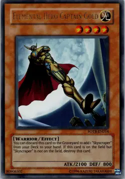 Yugioh Elemental Hero Captain Gold FOTB-EN014 Ultra Rare NM - Image 1