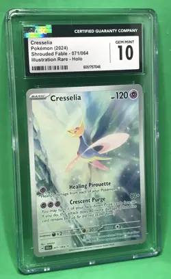 CGC 10 Cresselia 071/064 Illustration Rare Holo Shrouded Fable Pokemon Card TCG - Image 1