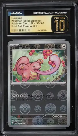 CGC 10 Pristine Lickitung 108/165 Pokeball Reverse Holo 151 Pokemon Card Jpn - Image 1