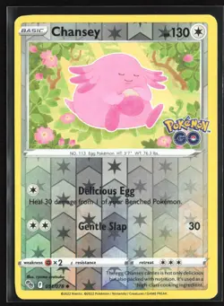 Pokemon TCG - Chansey Reverse Holo Uncommon Pokemon GO 051/078 NM - Image 1