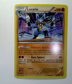 Pokemon 2012 Black and White Next Destinies Lucario 64/99 Holo Card VLP HOLO - Image 1