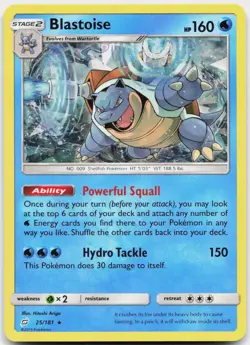 Blastoise (Cracked Ice Holo) 25/181 Holo Holo Rare Deck Exclusives Pokemon LP - Image 1