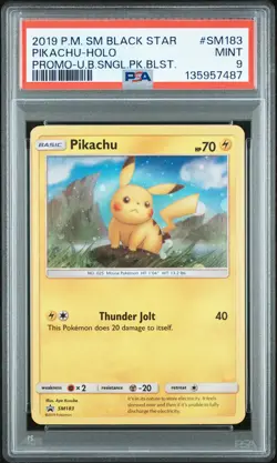 2019 POKEMON SM BLACK STAR PROMO #SM183 PIKACHU-HOLO PSA 9 - Image 1