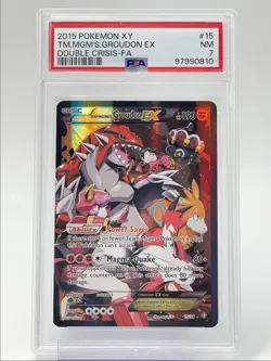 TEAM MAGMA'S GROUDON EX 2015 POKEMON XY DOUBLE CRISIS RARE 15/34 PSA 7 Q0M-485 - Image 1