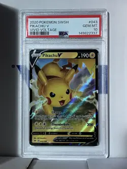 2020 Pokemon Vivid Voltage Pikachu V Card #043/185 PSA Gem Mint 10 Graded - Image 1