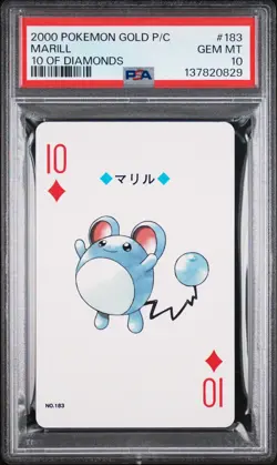 2000 POKEMON GOLD VERSION PLAYING CARDS #183 MARILL 10 OF DIAMONDS PSA10 - Image 1