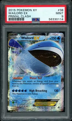 2015 Pokemon XY Primal Clash Wailord EX #38 PSA 9 MINT - Image 1