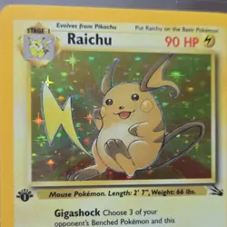 Pokemon Raichu 14/62 Fossil 1st Ed Holo Rare 90 HP EN - Image 3