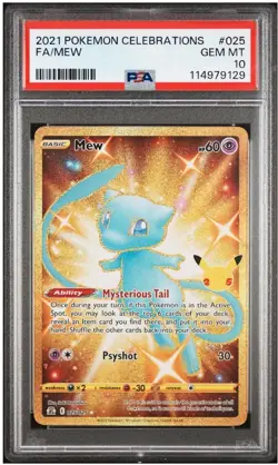 PSA 10 Gem Mint Pokemon 2021 Mew Full Art Celebrations Gold #025 Anniversary - Image 1