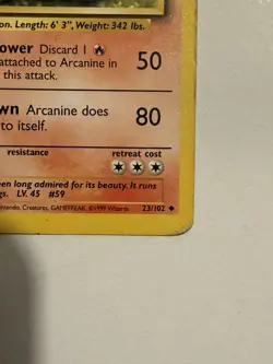 Pokemon TCG Arcanine Base Set 23/102 Regular Unlimited Uncommon Non Holo WOTC LP - Image 4