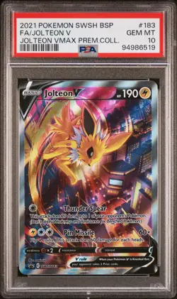 PSA 10 JOLTEON V SWSH183 | VMAX Premium Collection Full Art Pokemon Card - Image 1