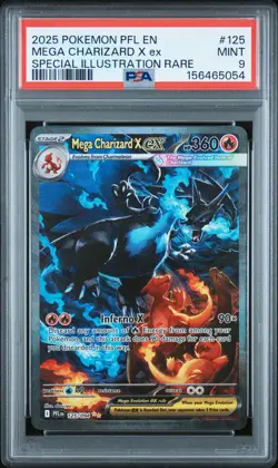 2025 POKEMON PFL EN-PHANTASMAL FLAMES #125 MEGA CHARIZARD X EX PSA 9 - Image 1