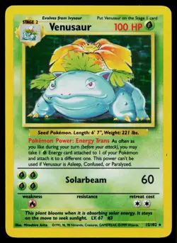 VENUSAUR 15/102 HOLO HOLO RARE BASE SET UNLIMITED POKEMON MP - Image 1