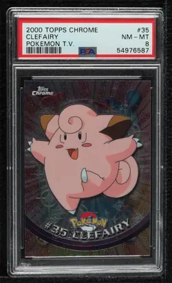 Clefairy Topps Chrome Pokemon TV Animation Edition PSA 8 2000 - Image 1