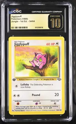 Jigglypuff 54/64 1st Edition Jungle 1999 Non-Holo Pokemon Graded CGC Pristine 10 - Image 1
