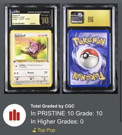 Jigglypuff 54/64 1st Edition Jungle 1999 Non-Holo Pokemon Graded CGC Pristine 10 - Image 3