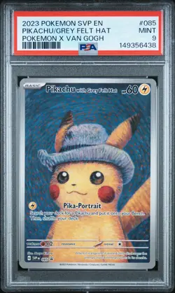 2023 POKEMON SVP EN-SV BLACK STAR PROMO #085 PIKACHU WITH GREY FELT HAT PSA 9 - Image 1