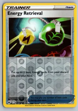 Energy Retrieval 127/159 REVERSE HOLO Common Crown Zenith Pokemon Near Mint - Image 1