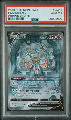 Zacian v Crown Zenith Card GG48/GG70 SWORD AND SHIELD 2023 TCG PSA 10 - Image 1