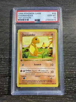 1999 Pokemon Game 1st Edition #46 Charmander PSA 10 - Image 1