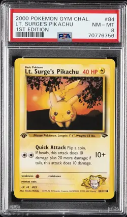 2000 POKEMON GYM CHALLENGE 1ST EDITION #84 LT. SURGE'S PIKACHU PSA 8 - Image 1