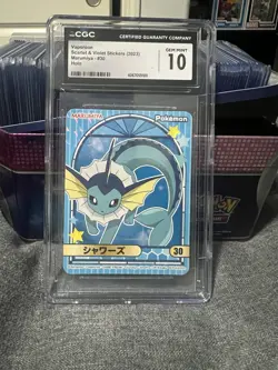 CGC Gem Mint 10 Pokemon Marumiya Sticker Vaporeon #30 Holo Japanese 2023 - Image 1