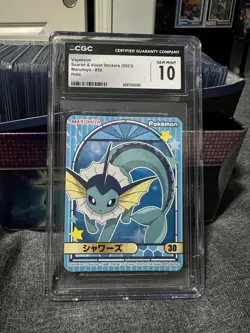 CGC Gem Mint 10 Pokemon Marumiya Sticker Vaporeon #30 Holo Japanese 2023 - Image 3