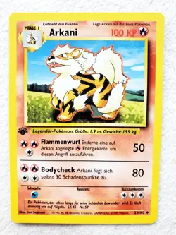 Pokemon 1ST EDITION ARCANINE Base Set German Non Holo 23/102 WOTC NM-LP GOOD - Image 1