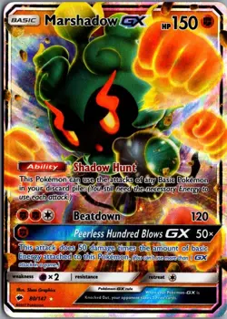 2017 Sun & Moon - Burning Shadows Marshadow-GX Basic/Rare Holo GX #80 - Image 1