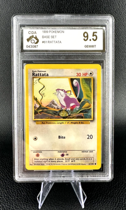 Pokemon CGC 9.5 Rattata TCG 1999 Base Set #61 TCG GEM MINT / Vintage - Image 1