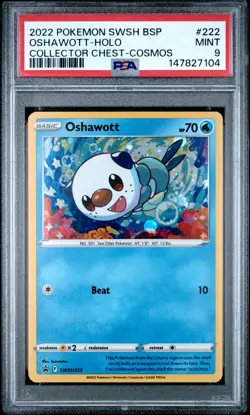 Oshawott Holo 222 Collector Chest-cosmos Swsh Black Star Promo Pokemon PSA 9 - Image 1