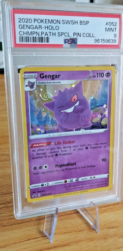 2020 Pokemon GENGAR - HOLO #052 Black Star Promo w/ Huge Swirl #SWSH052 🌀 PSA 9 - Image 1