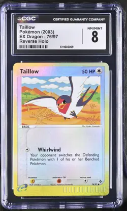 Taillow 76/97 Reverse Holo EX Dragon Pokemon CGC 8 Nm/mint - Image 1