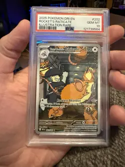 Pokemon TCG Team Rockets Raticate 202/182 Illustration Rare, PSA 10 GEM MINT - Image 1