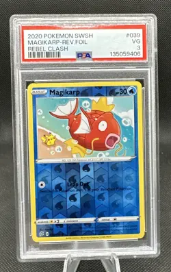 (POP 1!!!) 2020 POKEMON SWORD & SHIELD REBEL CLASH 039 MAGIKARP-REVERSE FOIL - Image 1