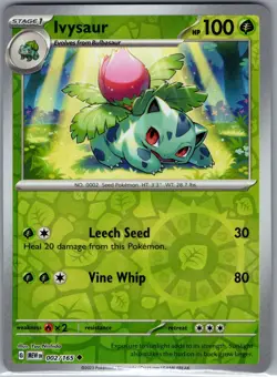 Ivysaur 002/165 Reverse Holo SV: Scarlet & Violet 151 - Pokemon Card - NM - Image 1