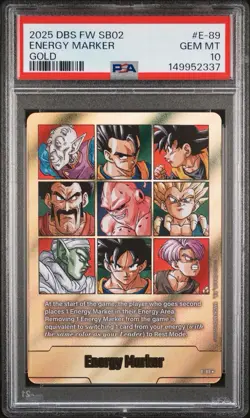 Dragon Ball Super Card Fusion World Game Gold Energy Marker E-89 PSA 10 - Image 3