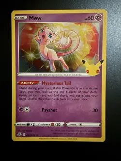 Mew Holo Rare Celebrations 011/025 New TCG Card Sword & Shield Foil 2021 TCG - Image 1