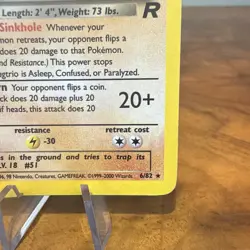 Pokemon TCG Dark Dugtrio Holo Card 6/82 Vintage Team Rocket Series MP - Image 4