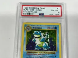 1999 POKEMON SHADOWLESS #2 BLASTOISE HOLO PSA 8 - Image 4
