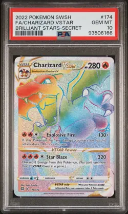 2022 POKEMON SWORD & SHIELD BRILLIANT STARS #174 FULL ART/CHARIZARD VSTAR PSA 10 - Image 1
