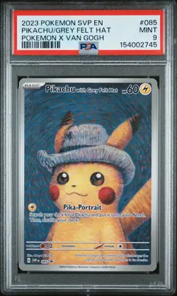2023 POKEMON SVP EN-SV BLACK STAR PROMO #085 PIKACHU WITH GREY FELT HAT PSA 9 - Image 1