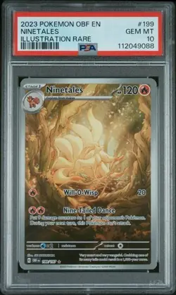 PSA 10 GEM MINT Pokemon Ninetales 199/197 Illustration Rare 2023 Obsidian Flames - Image 1