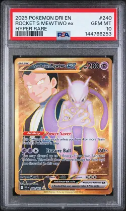 2025 Pokemon Dri En-Destined Rivals #240 Rocket'S Mewtwo Ex Hyper Rare PSA 10 - Image 1