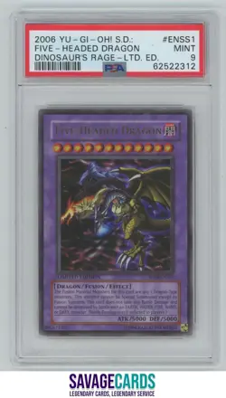2006 Yu-Gi-Oh! Dinosaur's Rage LTD Ed Five Headed Dragon PSA 9 #ENSS1 - Image 1