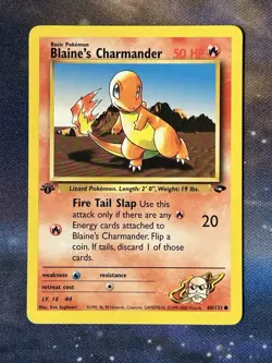 Blaine's Charmander 60/132 1st Edition Gym Challenge Vintage WOTC Pokemon LP - Image 1