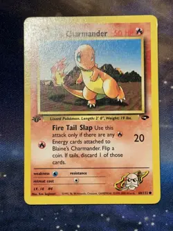 Blaine's Charmander 60/132 1st Edition Gym Challenge Vintage WOTC Pokemon LP - Image 3