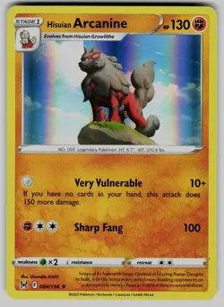 Hisuian Arcanine 084/196 Holo Rare Lost Origin Pokemon Holo Near Mint - Image 1