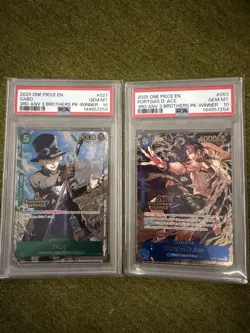 One Piece 3rd Anniversary WINNER 3 Brothers Ace Sabo Sequential PSA 10 - Image 1